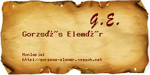 Gorzsás Elemér névjegykártya